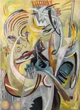 Abstract Figure by Steve Butcher, 1980s, Oil on Canvas, sold Oct 2025