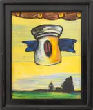 Insignia by Michael J. Byron, 1985, Oil and Plaster on Wood Panel, sold Oct 2025