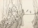 Surrealist Scene by Jonathan Damian Knowles, 1970, Ink on Board, sold Oct 2025