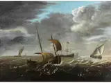 Segelschiffe auf Bewegter see by Ludolf Backhuysen d. Ä., 1630 & 31 Emden – 1708 Amsterdam, oil on panel, offered Sep 2023