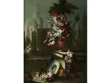 Blumenstillleben-arrangement in Einem Höfischen Park by Francesco Lavagna, oil, offered Sep 2018