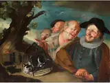 Die Katze im Käfig by Mattia Bortoloni, oil on canvas, offered Sep 2023