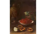 Stillleben mit Deckelvase, Sellerie, Roten Früchten und Ciambelle by Cristoforo Munari, 1667 – 1720 Pisa, Kreis des, oil on canvas, offered Jun 2024