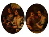 Halbbildnisse Zweier Jugendlicher Personen im Deutungssinn von Tugend-allegorien by Antonio Molinari, oil on canvas, offered Jul 2015