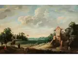 Weite Landschaft mit Ruine und Taubenschlag by Gillis Egidius Peeters d. Ä., oil on panel, offered Sep 2020