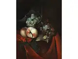 Stillleben mit Früchten und Kleiner Schnecke by Anna Elizabeth Ruysch, oil on canvas, offered Sep 2023