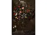 Blumenstillleben in Silbervase by Andrea Scacciati d. Ä., oil on canvas, sold Mar 2026