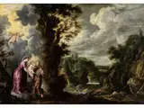 Maria mit dem Kinde und dem Heiligen Fransziskus by Abraham Willemsens, oil on copper, offered Jun 2025