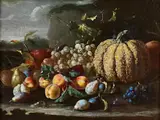 Früchtestillleben mit Melone by Pietro Navarra, oil on canvas, offered Dec 2023