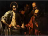 Der Ungläubige Thomas by Italienischer Caravaggist des 17. Jahrhunderts, oil on canvas, offered Jun 2026