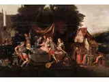 Höfische Gesellschaft bei Spiel und Wein by David Vinckboons, oil on panel, sold Mar 2024