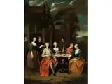 Elegante Gesellschaft Beim tee by Jan Baptist Lambrechts, oil on canvas, offered Mar 2024
