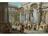 Architekturcapriccio mit Christus und Schriftgelehrten by Alberto Carlieri, oil on canvas, offered Mar 2025