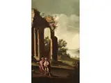 Säulenarchitektur mit Zwei Männern by Giovanni Paolo Panini, oil on canvas, sold Mar 2024