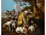 Landschaft mit Wartender Hundemeute by Carstian Luyckx, oil on canvas, sold Jun 2026
