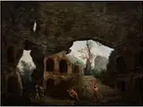 Die Ausgräber im Minerva-tempel in rom by Carlo Labruzzo, oil on canvas, offered Mar 2015