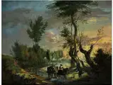 Landschaft mit Reisenden by Pieter Andreas Rijsbrack, oil on canvas, offered Sep 2017