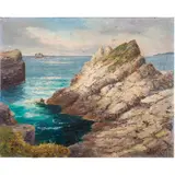 California Coast by Frank Harvey Cutting, 1957, oil on board, sold Jul 2024