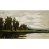 Pasture with Pond and Cows by Johann Schuld, oil on board, sold Jul 2024
