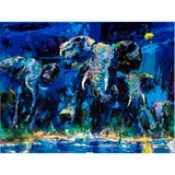 Elephant Nocturne by LeRoy Nieman, 1984, serigraph, sold Jul 2024