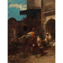 Orientalist Street Scene by Eugène Pavy, 1885, oil on board, sold Jul 2024
