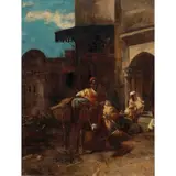 Orientalist Street Scene by Eugène Pavy, 1885, oil on board, sold Jul 2024