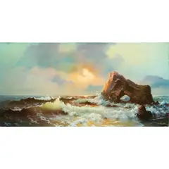 Rocky Coast by Eugene Garin, oil on canvas, sold Jul 2024