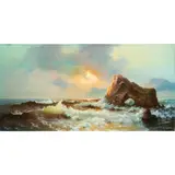 Rocky Coast by Eugene Garin, oil on canvas, sold Jul 2024