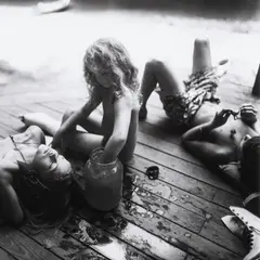 Listening to Madonna by the Tadpole Jar by Sally Mann, 1992, gelatin silver print, sold Jul 2024