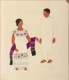 The Mestizos of the State of Yucatan by Carlos Mérida, 1941, Serigraph in Colors on Paper, sold Oct 2025