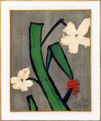 Flowers by Thanos Tsingos, 1964, Oil on Canvas, sold Oct 2025