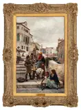 Bartering by Henry Woods, 1885, Oil on Canvas, sold Oct 2025
