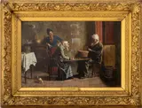 The Card Game by Eugenio Zampighi, Oil on Canvas, sold Oct 2025