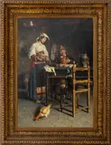 The Dinner Guest by Eugenio Zampighi, Oil on Canvas, sold Oct 2025