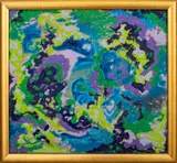 Purple Abstract Composition by Kayo Lennar, Oil on Canvas, sold Oct 2025