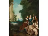 Elegante Gesellschaft vor Einem Brunnen by Nicolas Lancret, oil on canvas, offered Dec 2018