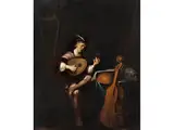 Vanitasszene mit Lautenspieler by Jacob van Spreeuwen, oil on panel, offered Mar 2025