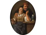 Verliebtes Bäuerliches Paar by Matthijs Wulfraet, oil on copper, offered Sep 2023
