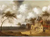 Dorfstrasse mit Verästeltem Baum by Anthonie van Croos, oil on panel, offered Jun 2024