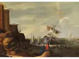 Küstenstück by Cornelis de Wael, oil on canvas, offered Mar 2024