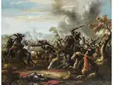 Reiterschlacht by Francesco Graziani, oil on canvas, offered Mar 2025