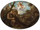 Der Heilige Franziskus mit Einem Geige Spielenden Engel by Girolamo Troppa, oil on panel, offered Mar 2025