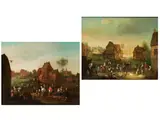 Paar Szenen mit Dorffesten by Pieter van Bredael, oil, offered Dec 2020