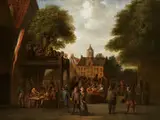 Dorffest Zwischen Bäumen vor Einem Höfischen Gebäude im Hintergrund by Joost Cornelisz Droochsloot, oil on canvas, offered Apr 2018