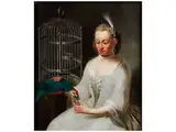 Bildnis der Wilhelmine Friederike mit Einem Papagei by Johann Heinrich Tischbein d. Ä., oil, offered Sep 2015