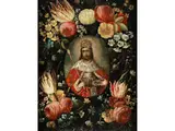Blumen um ein Medaillon mit Christus als König by Jan Brueghel d. J. und, oil on copper, offered Sep 2020