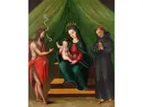 Die Madonna mit dem Kind und Zwei Heiligen by Gerino da Pistoia, oil on panel, offered Sep 2025