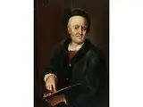 Selbstportrait mit Palette by Johann Leonhard Hirschmann, oil on panel, offered Jul 2018