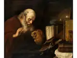 Vanitasstillleben mit Gelehrtem by Christian van Donck, oil on canvas, sold Mar 2026