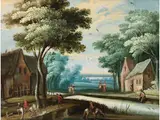 Landschaft mit Häusern und Figuren by Abraham Govaerts, oil on copper, offered Sep 2025